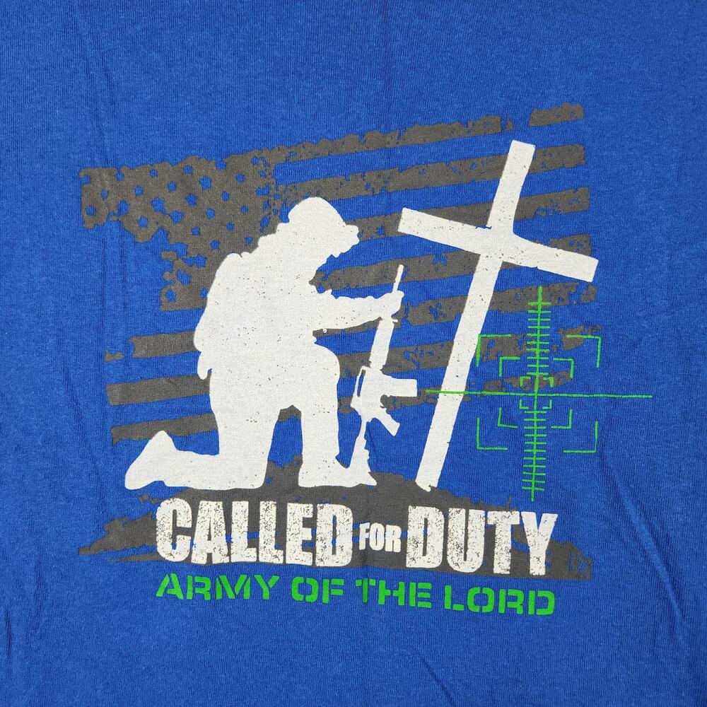Vintage Called For Duty Army Of The Lord Shirt Mens XL Blue Christian Christ